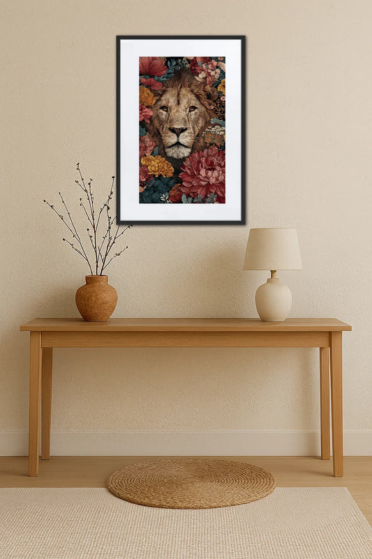 Tableau Lion Fleur