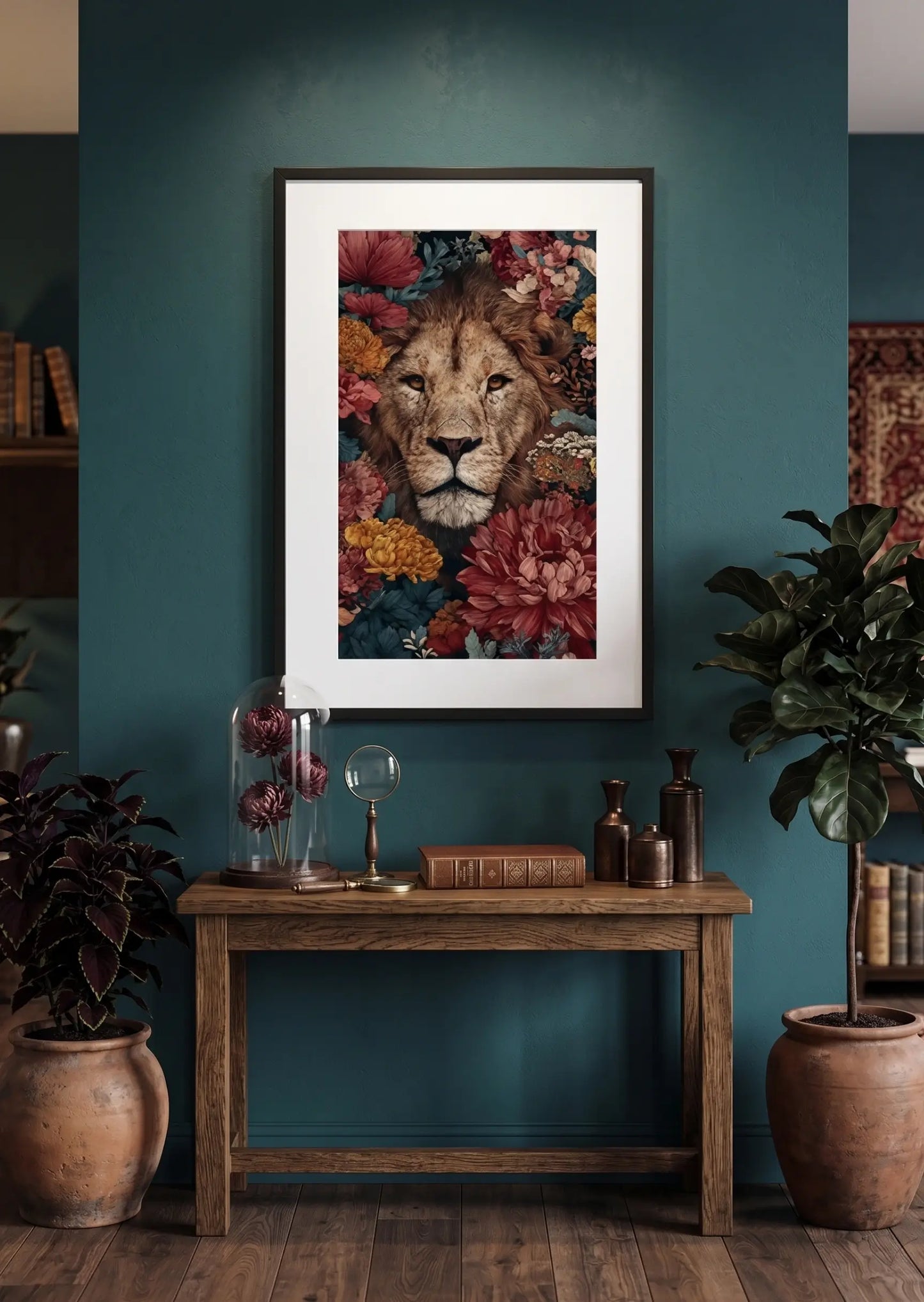 Tableau Lion Fleur
