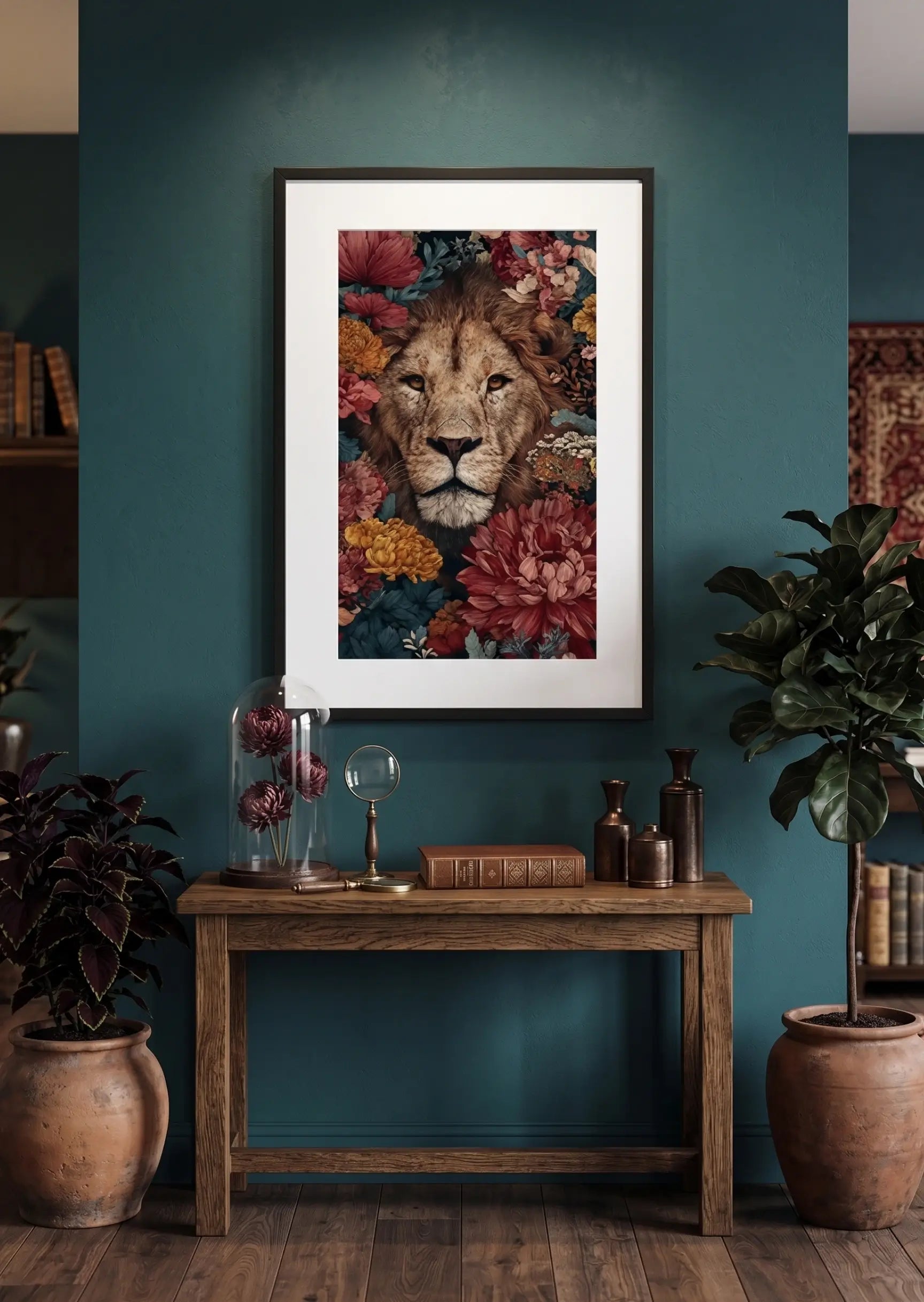 Tableau Lion Fleur