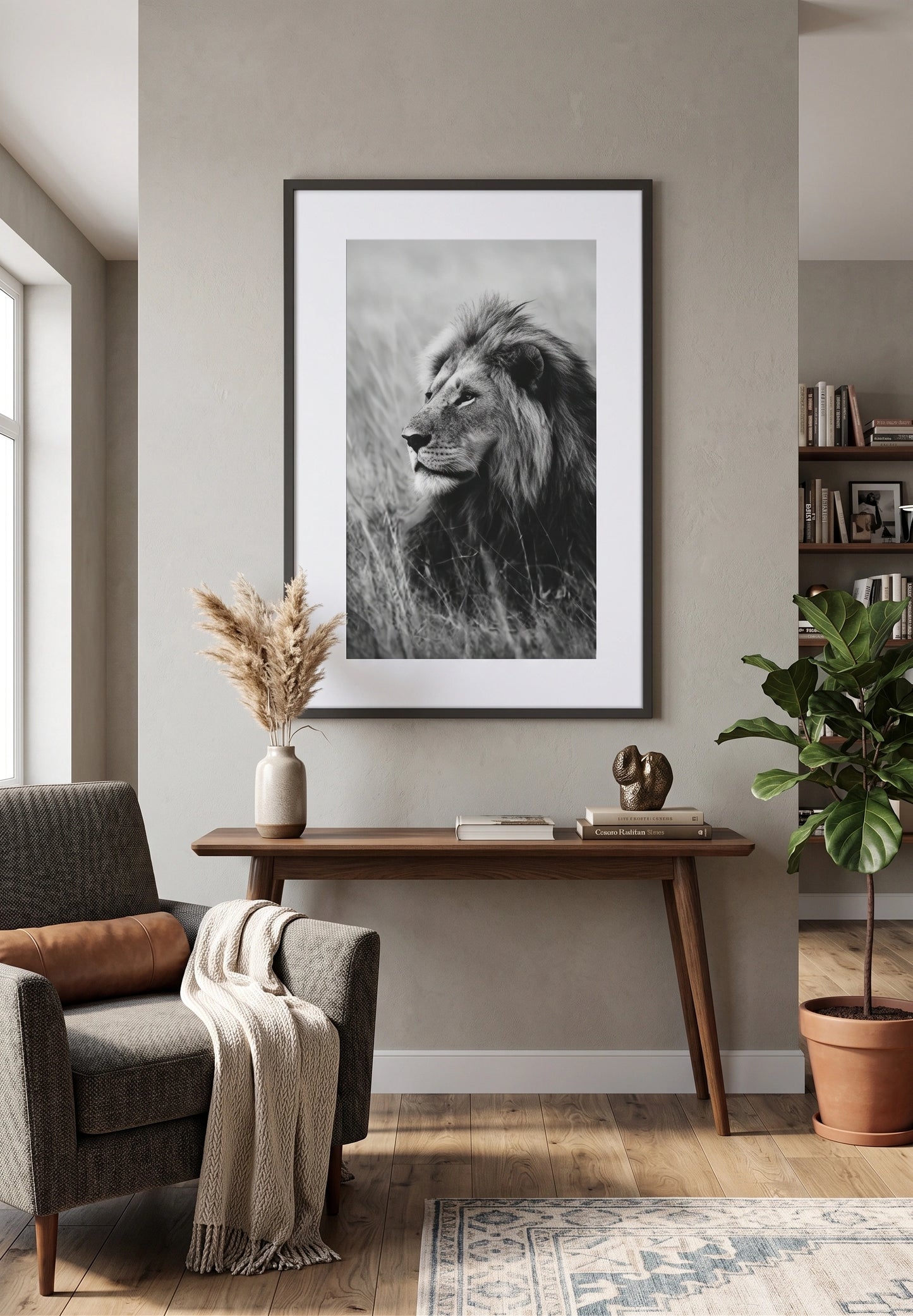 Tableau Lion Noir et Blanc Photo