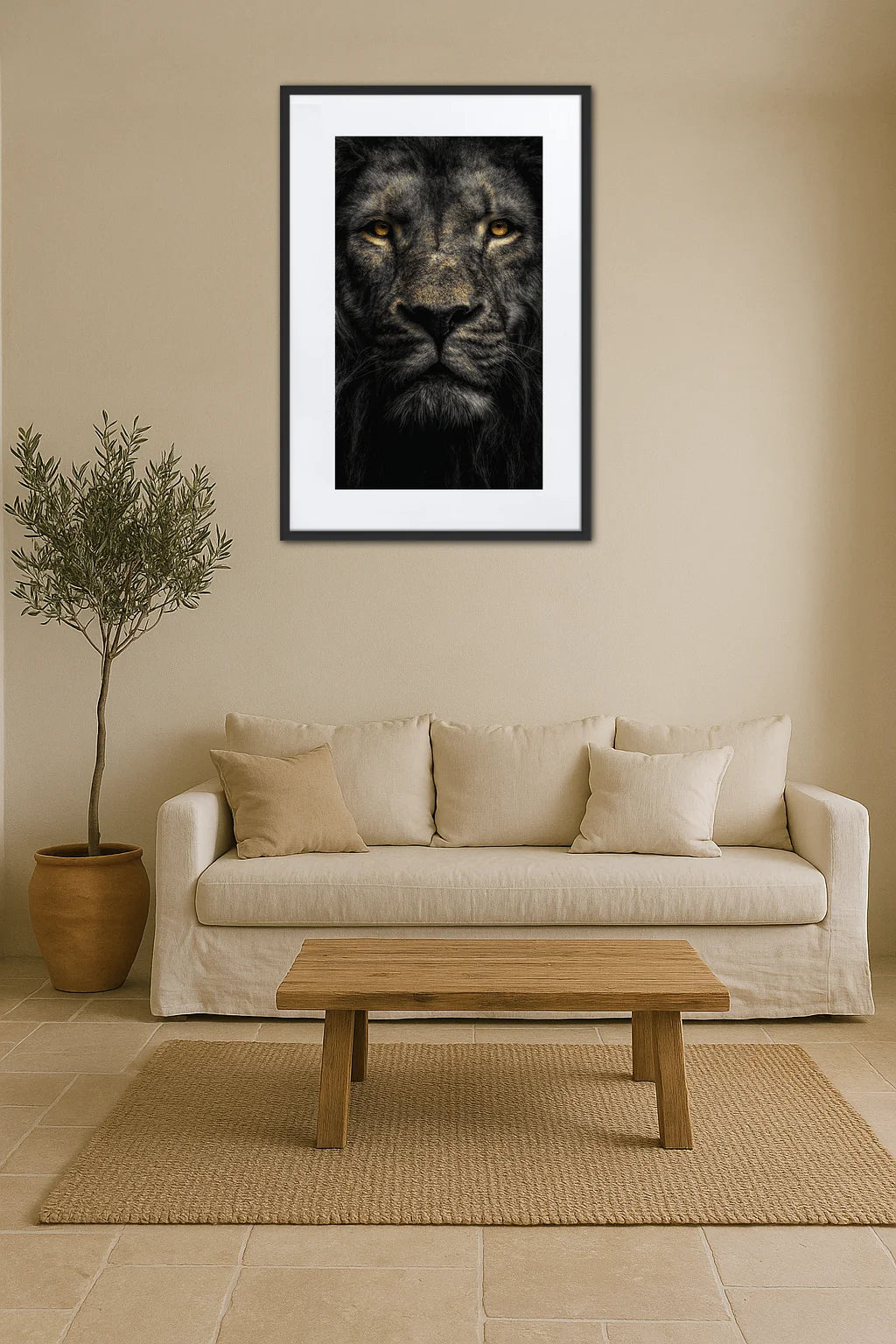 Tableau Lion Noir Et Or