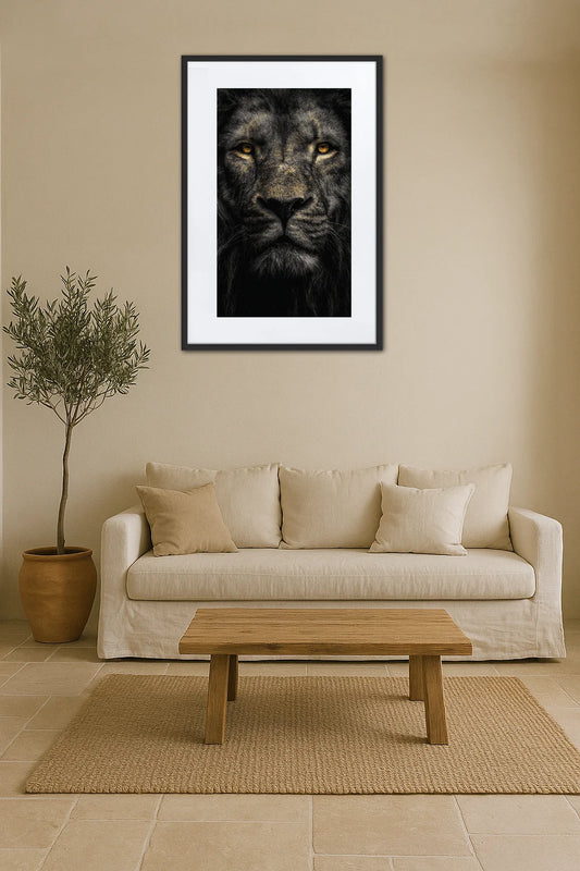 Tableau Lion Noir Et Or