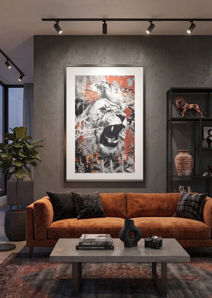 Tableau Lion Pop Art Graffiti