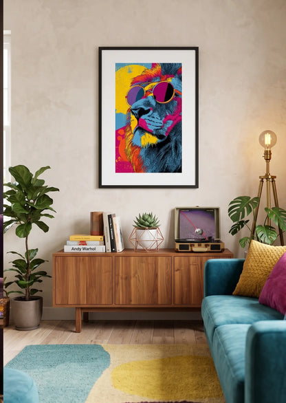 Tableau Lion Pop Art Lunettes