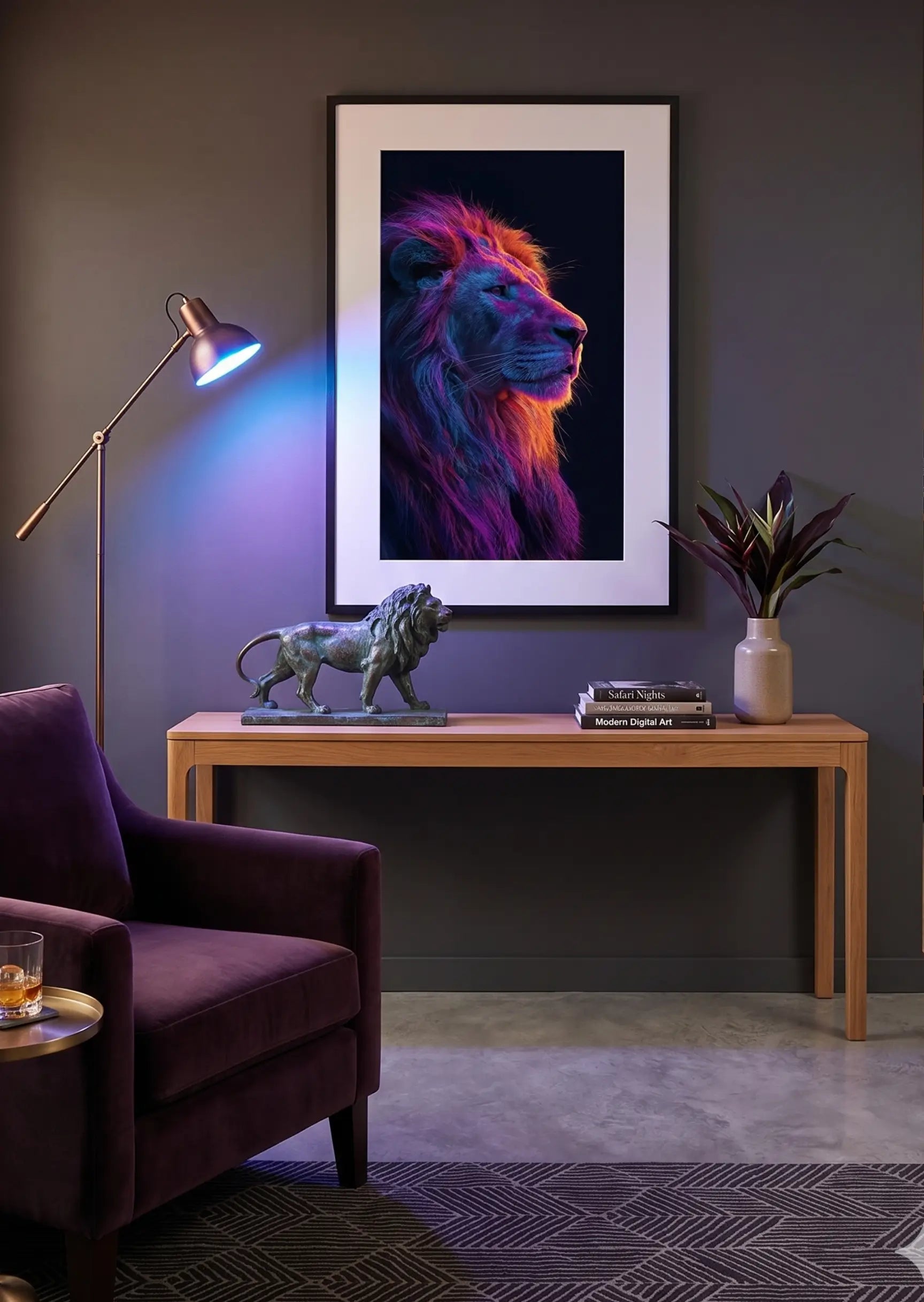 Tableau Lion Pop Art Néon
