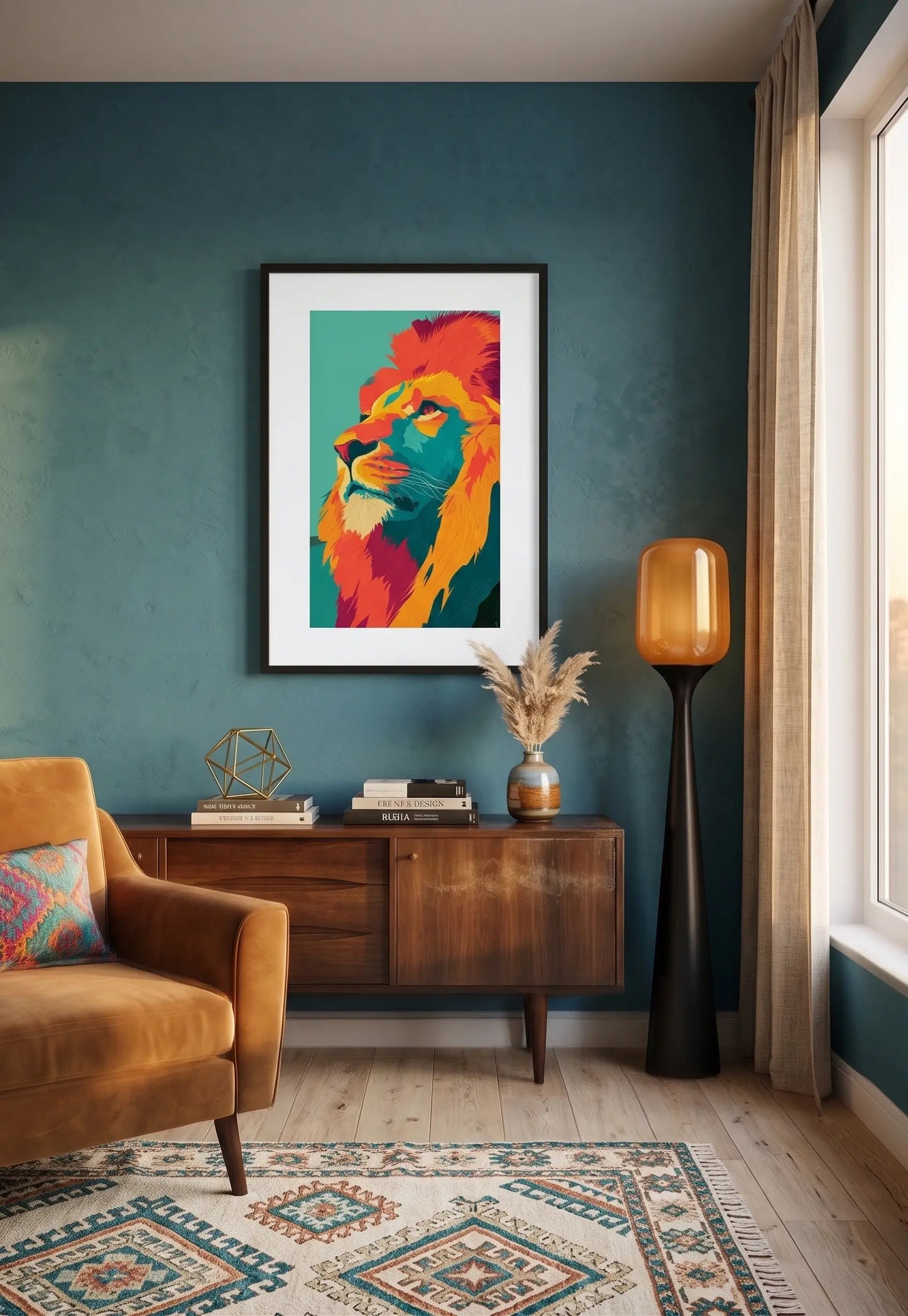 Tableau Lion Pop Art Rétro