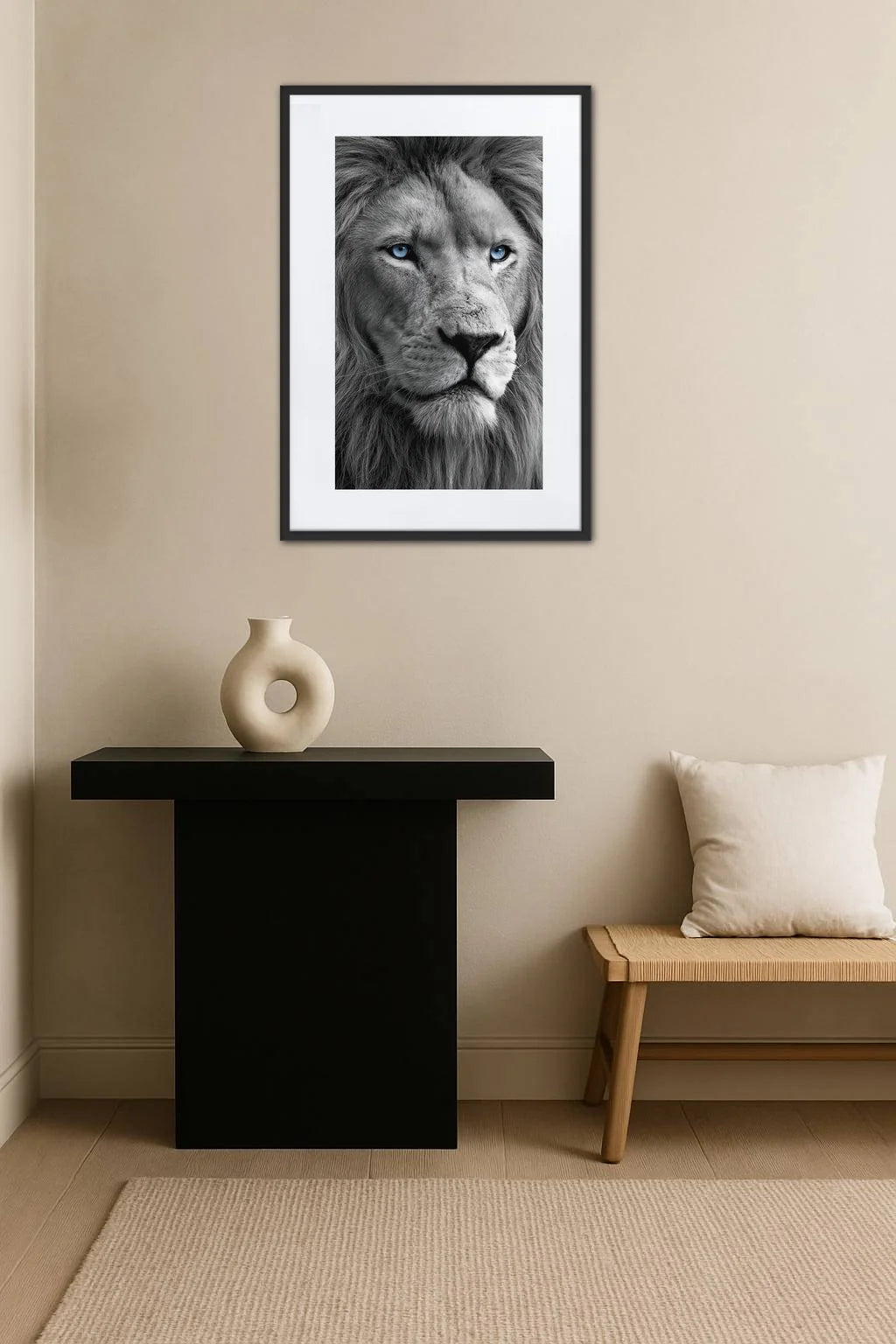 Tableau Lion Yeux Bleu
