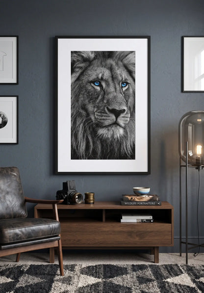 Tableau Lion Yeux Bleu