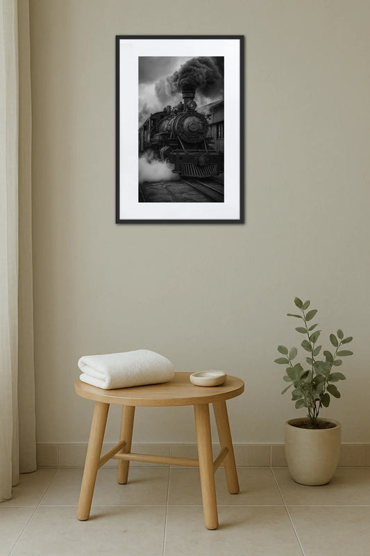 Tableau Locomotive Noir Et Blanc