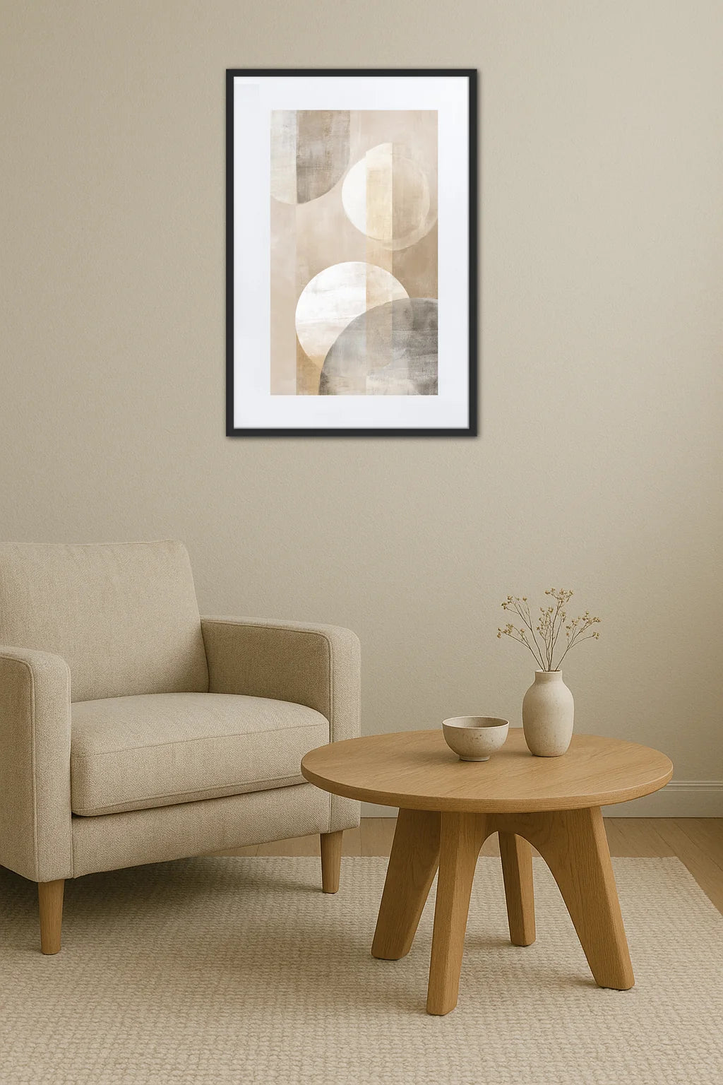 Tableau Moderne Beige Blanc
