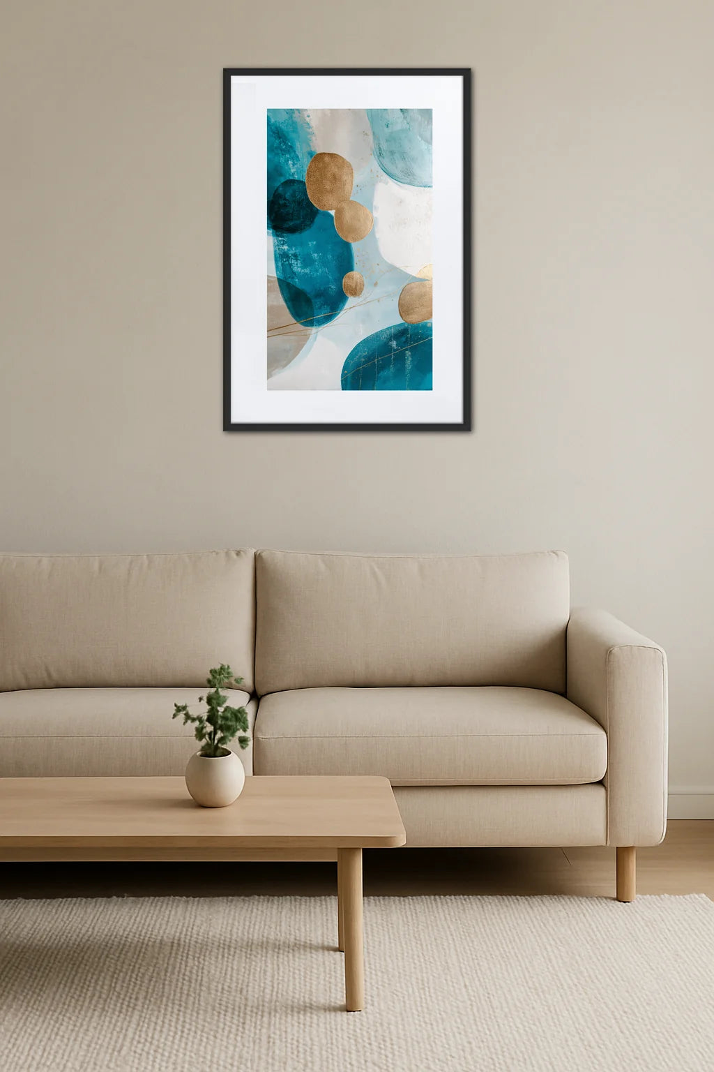 Tableau Moderne Bleu Canard