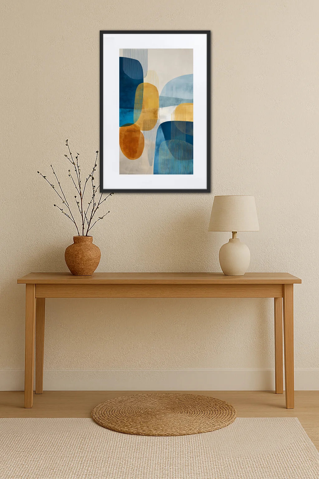 Tableau Moderne Bleu Et Jaune