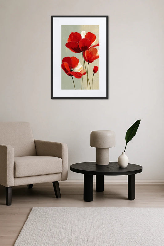 Tableau Moderne Coquelicot Rouge
