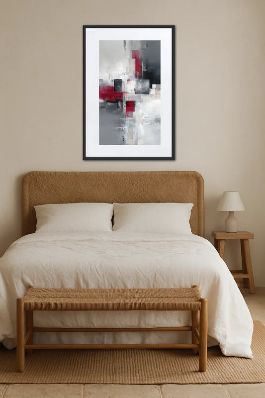 Tableau Moderne Gris Et Rouge