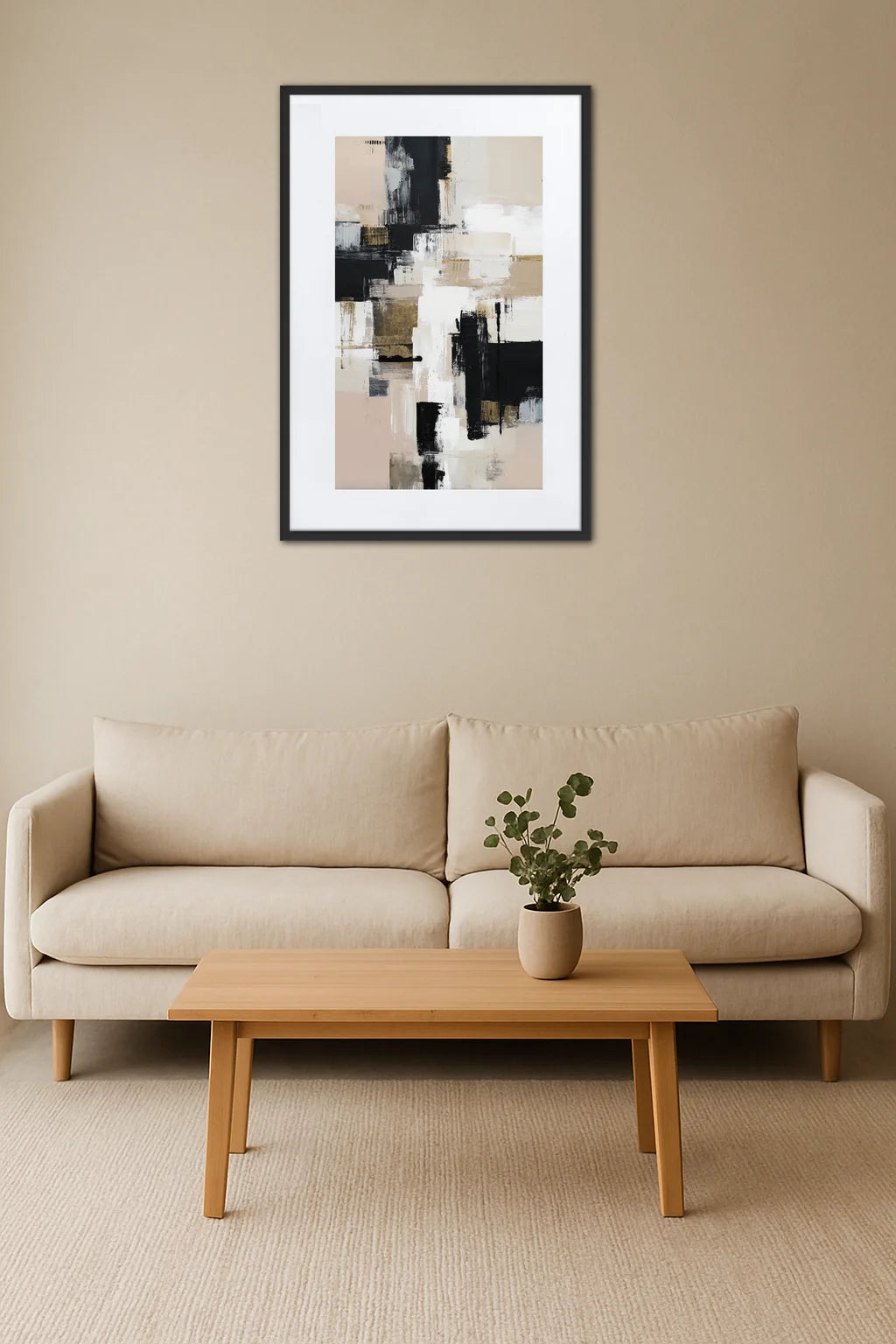 Tableau Moderne Noir Et Beige