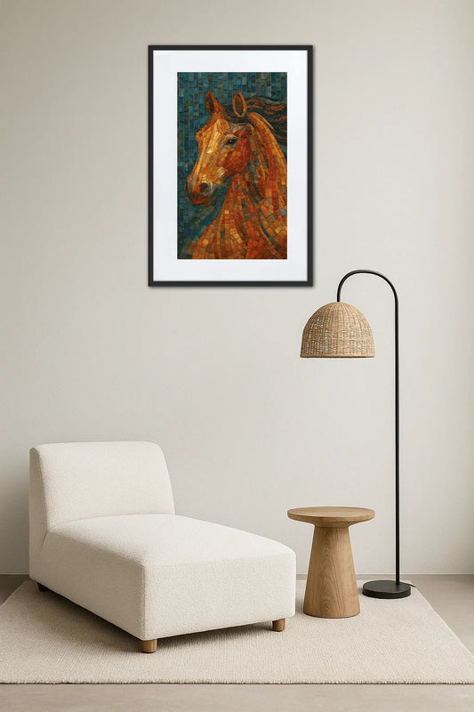 Tableau Mosaique Cheval
