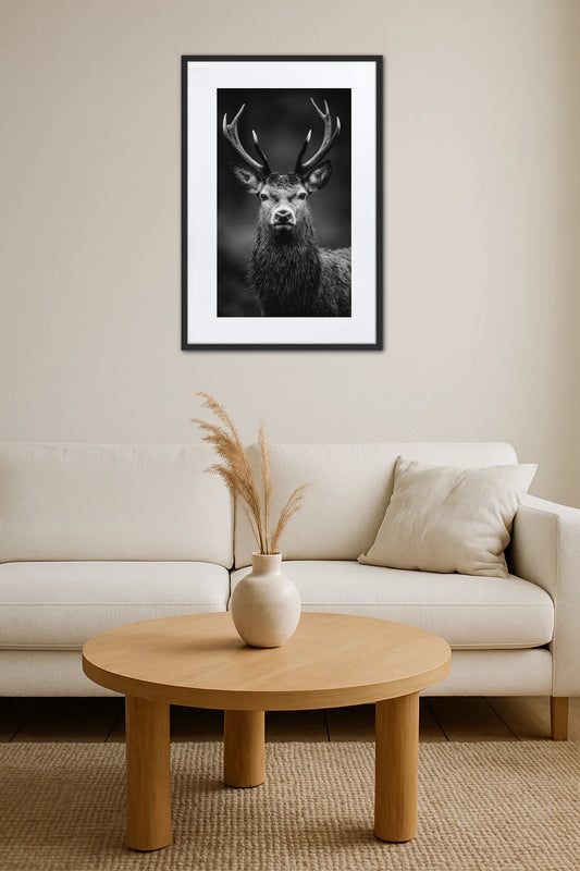 Tableau Noir Et Blanc Cerf