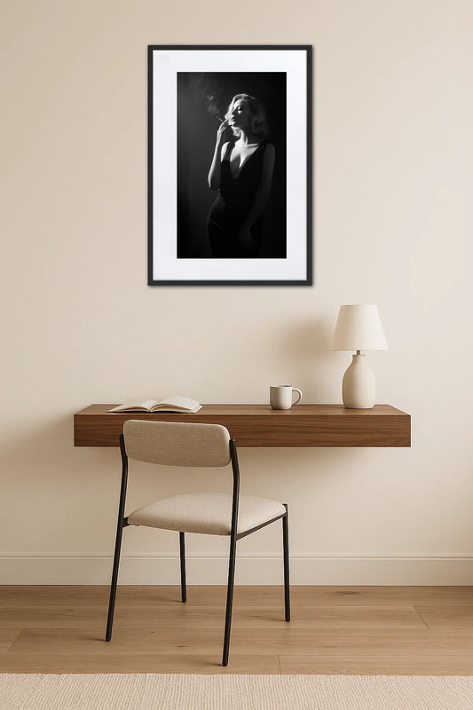 Tableau Noir Et Blanc Femme Qui Fume