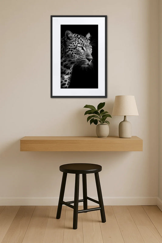 Tableau Noir Et Blanc Leopard