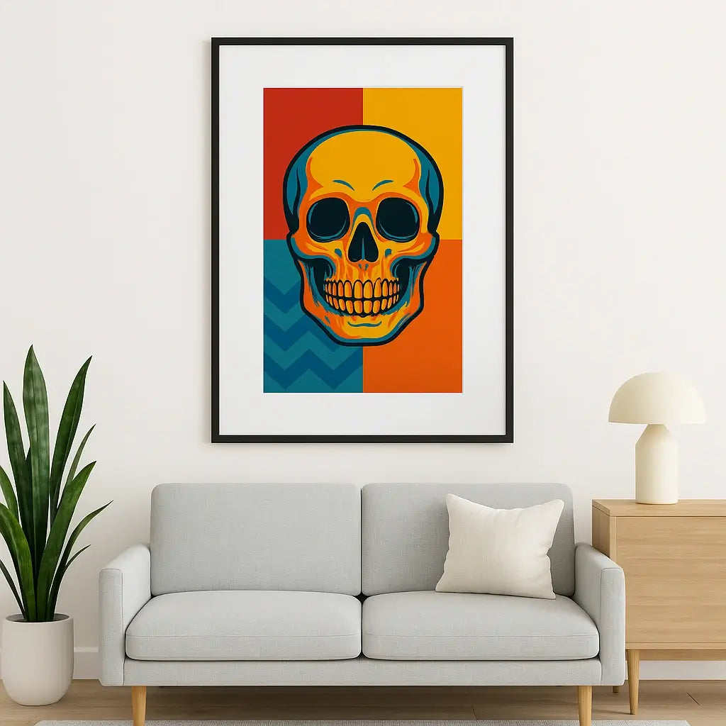 Tableau Pop Art Tête de mort