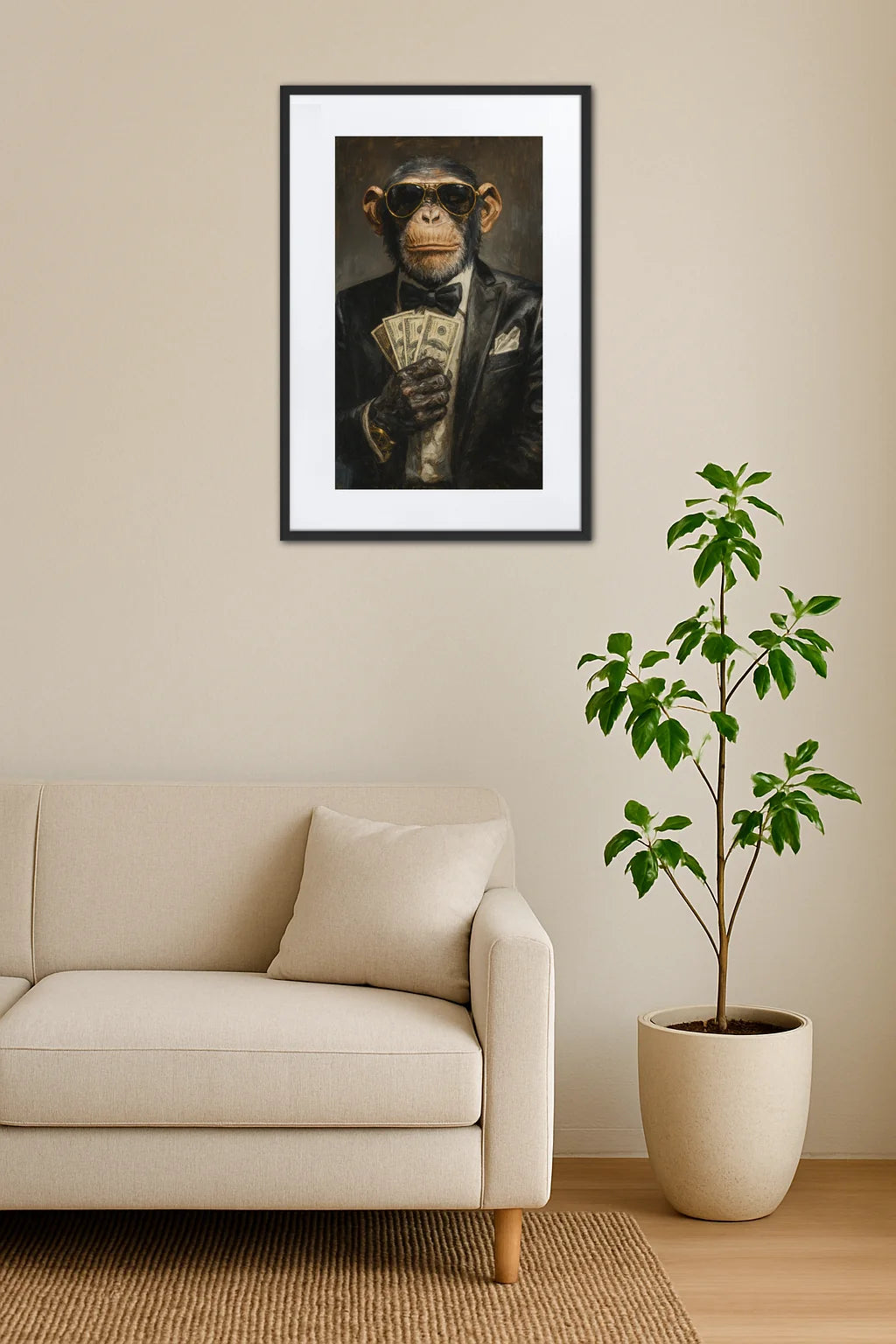 Tableau Singe Argent