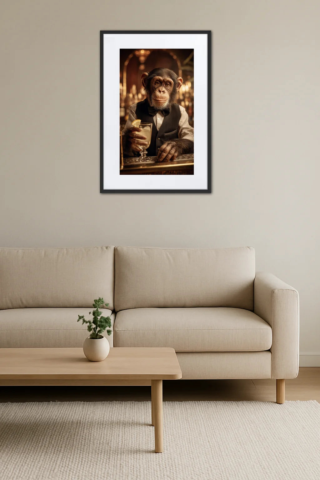 Tableau Singe Au Bar