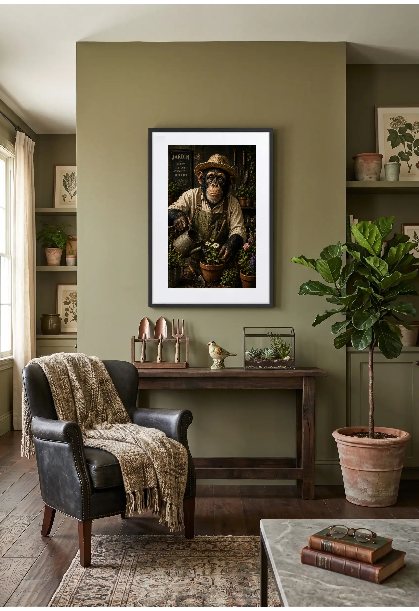 Tableau Singe Jardinier