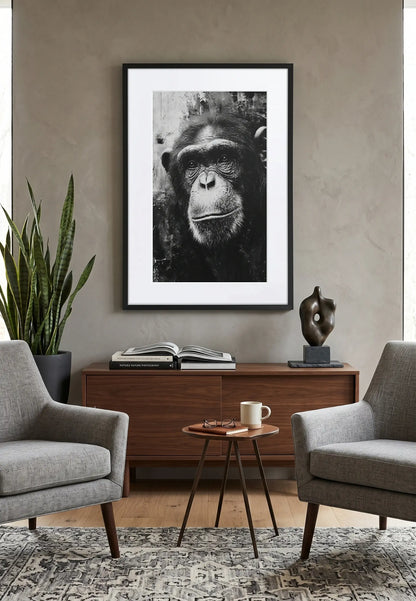 Tableau Singe Noir et Blanc