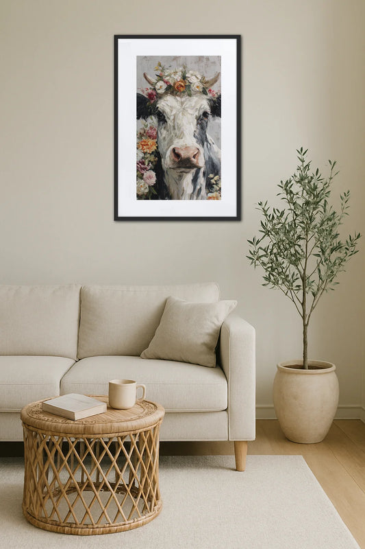 Tableau Vache Fleur