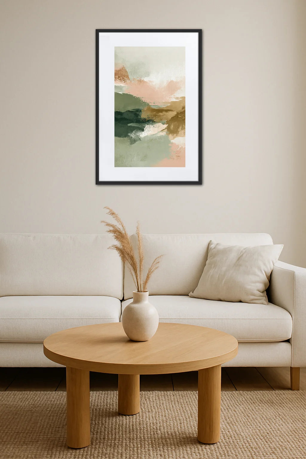 Tableau Vert Rose Beige