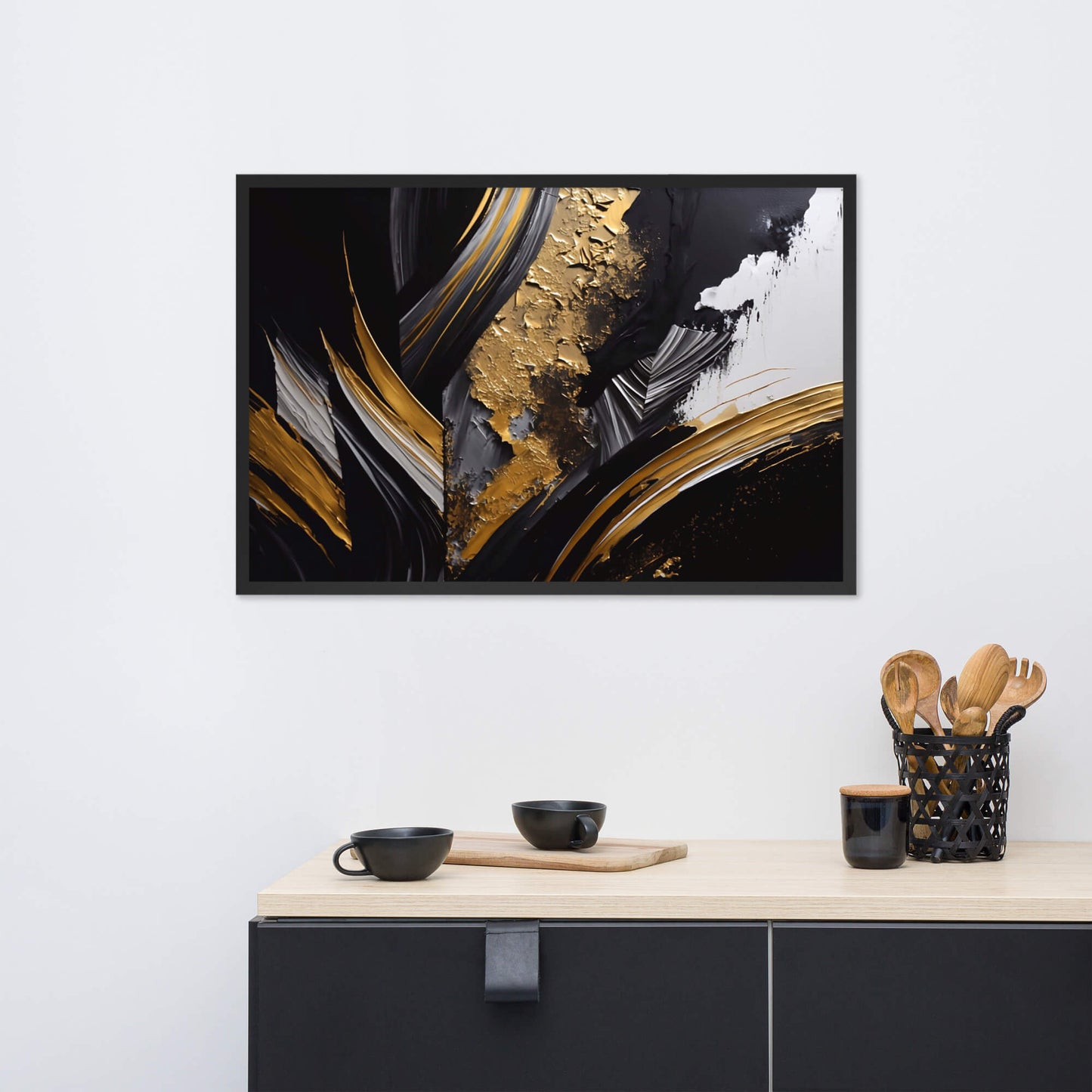 Tableau Abstrait Noir Et Or