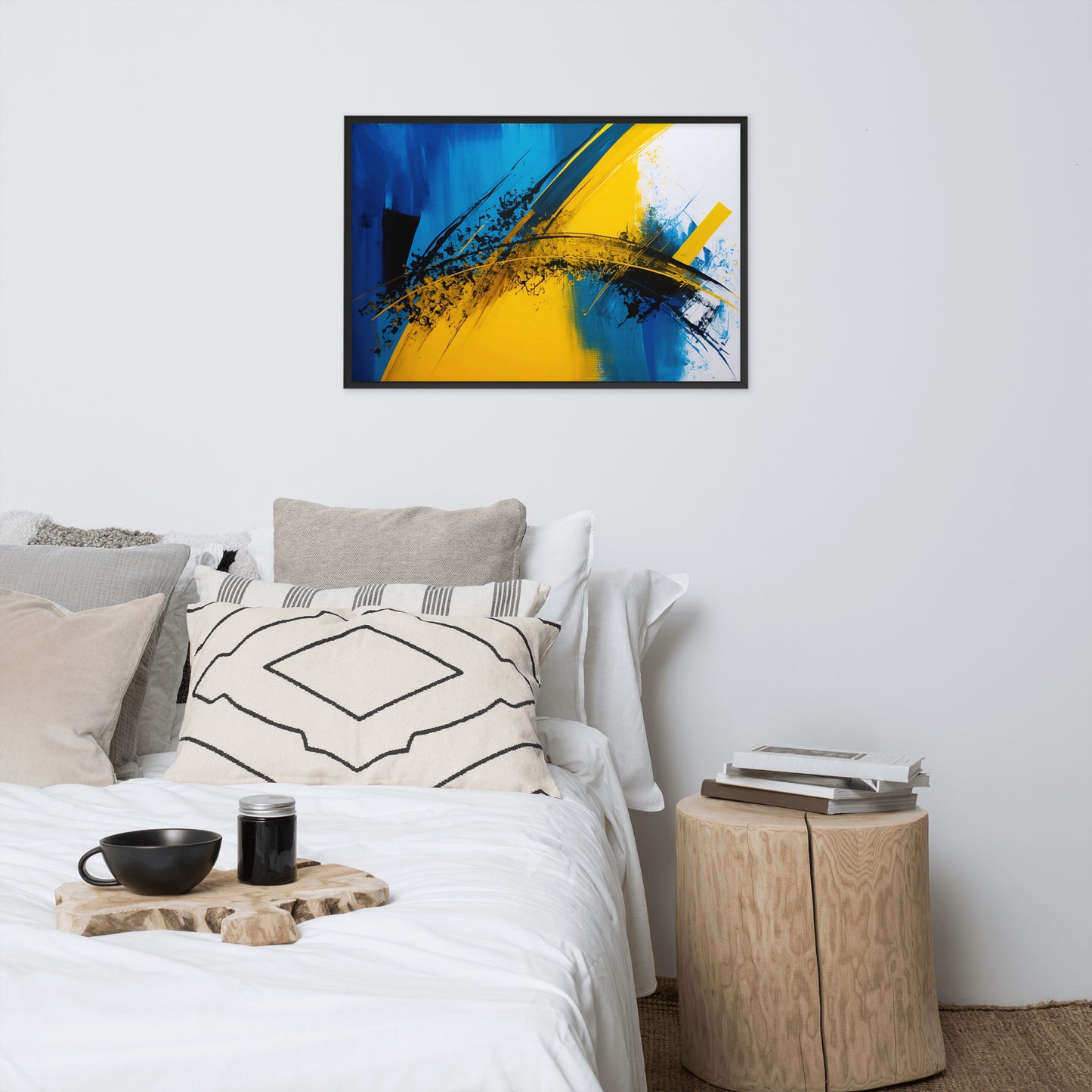 Tableau Abstrait Jaune Et Bleu