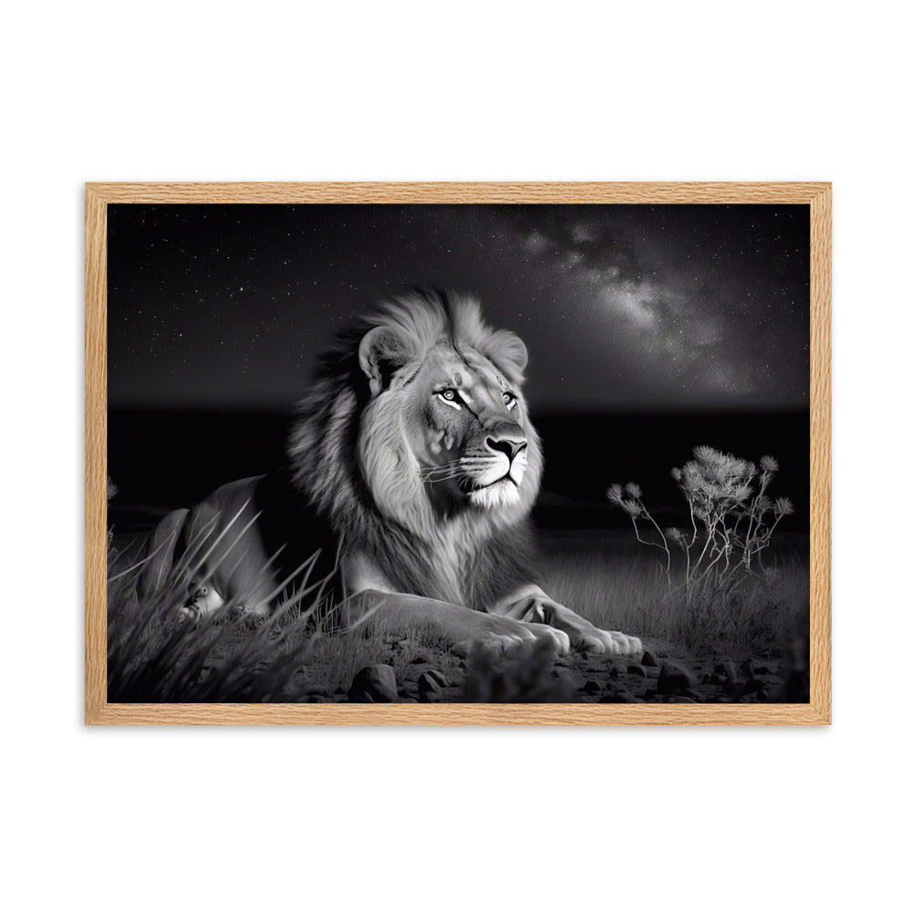 Tableau Lion Noir Et Blanc « Nuit »