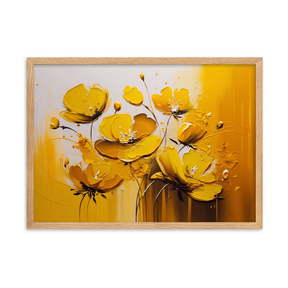 Tableau Abstrait Fleur Jaune