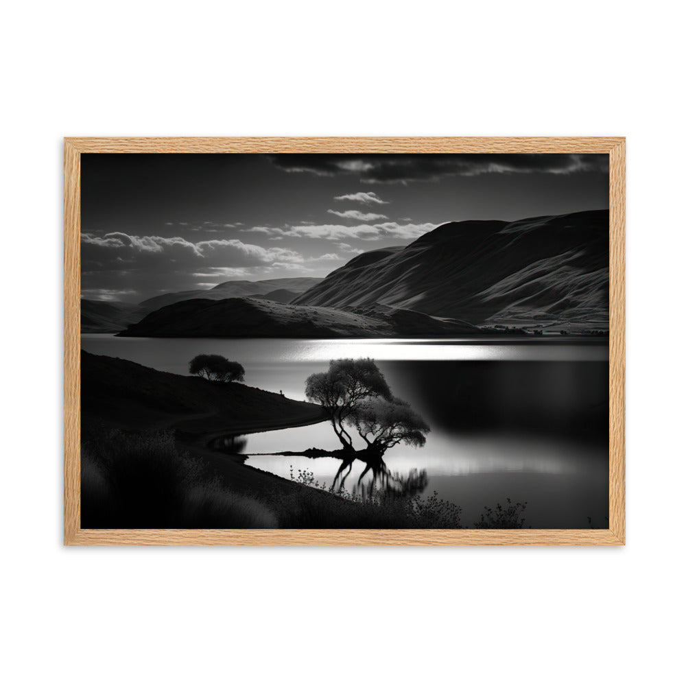 Tableau Noir Et Blanc Lac De Montagne