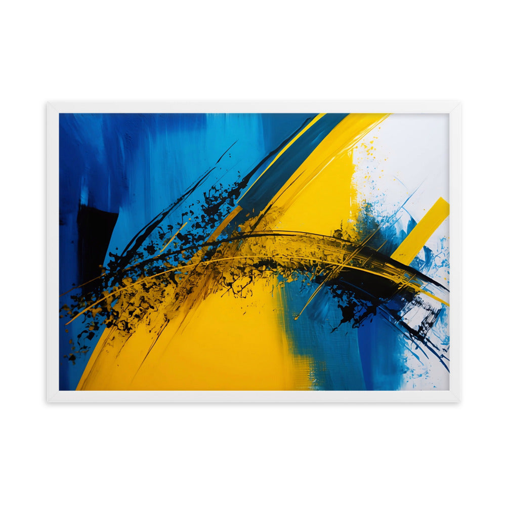 Tableau Abstrait Jaune Et Bleu