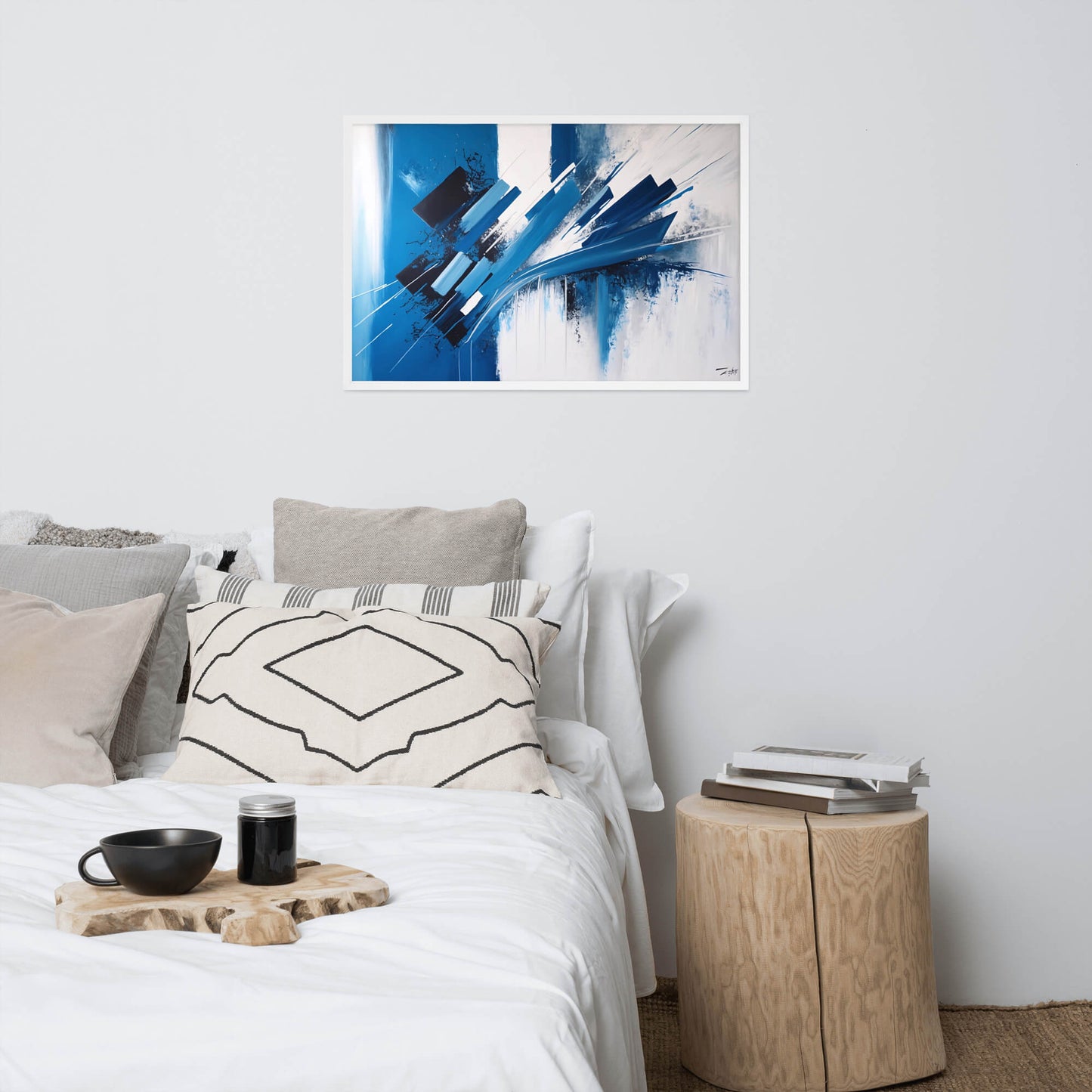 Tableau Abtsrait Bleu Et Blanc