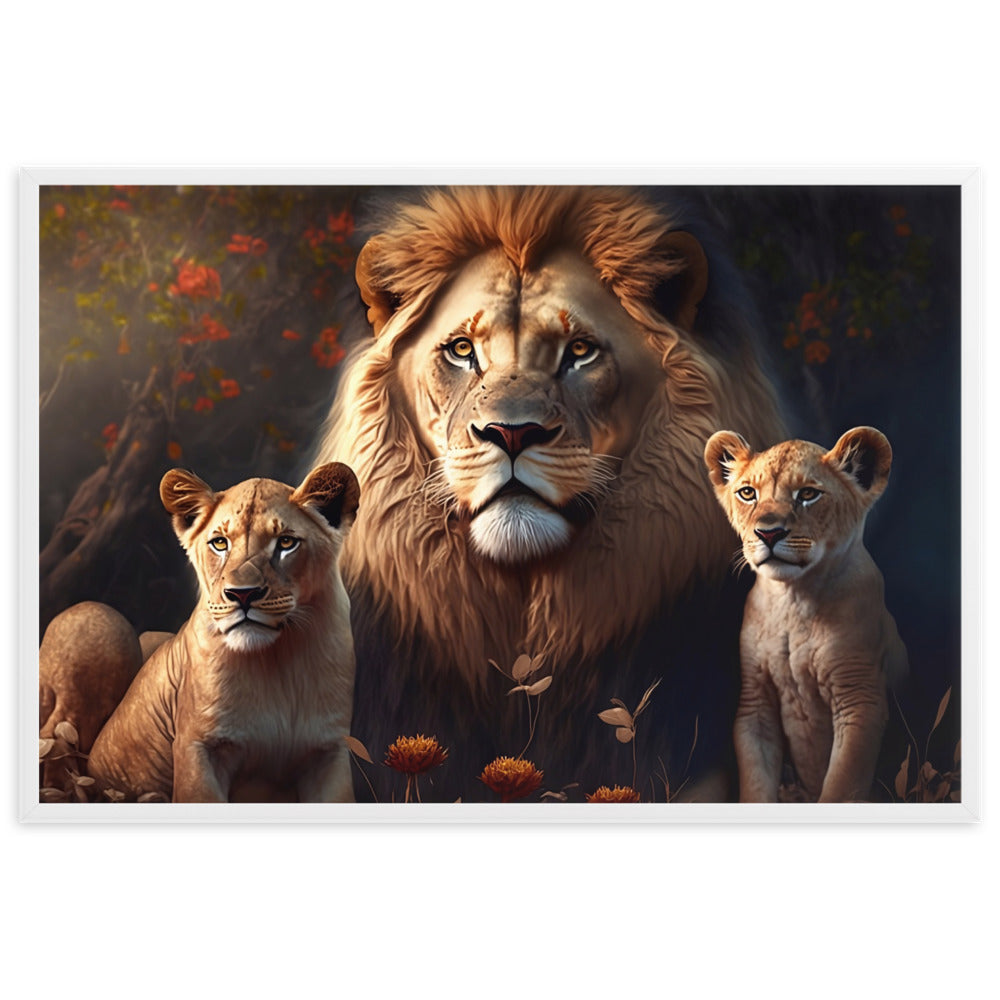 Tableau Lion Lionne Lionceau