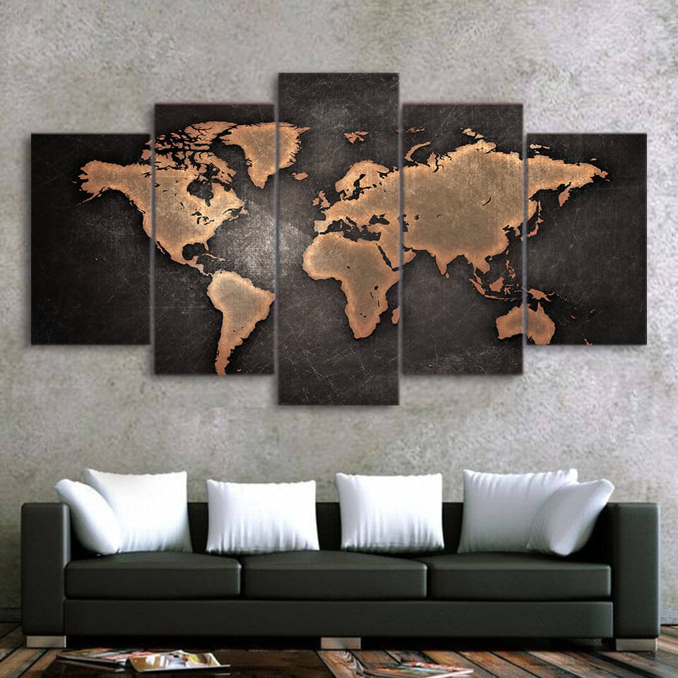 Tableau Carte Du Monde 5 Parties