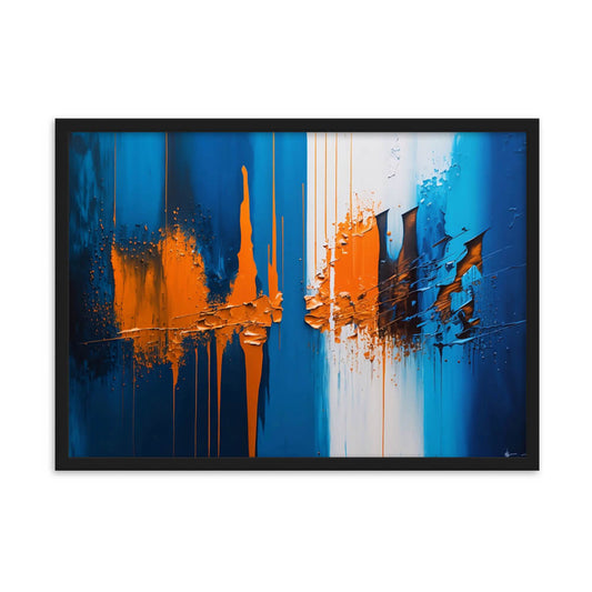 Tableau abstrait bleu orange