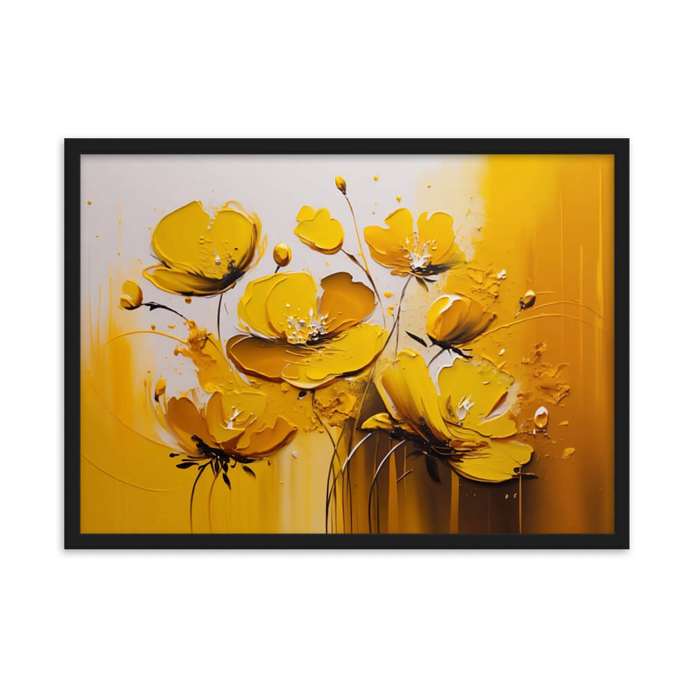 Tableau abstrait fleur jaune