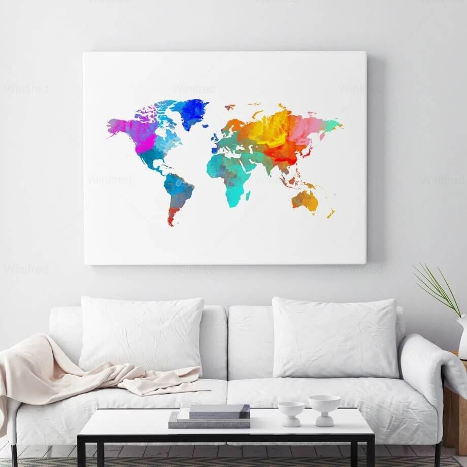 Tableau Carte Du Monde Multicolore