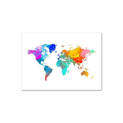 Tableau carte du monde multicolore