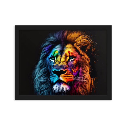 Tableau lion multicolore