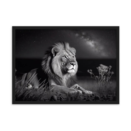 Tableau lion noir et blanc XXL