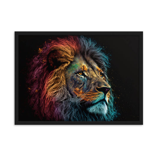 Tableau lion noir et couleur